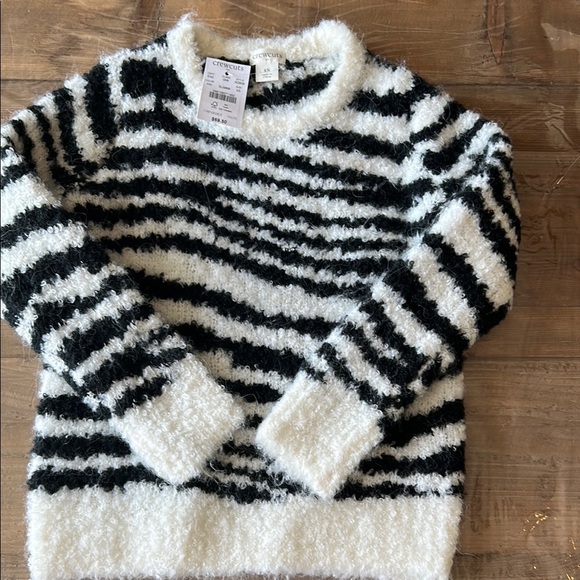 Crewcuts Black and White Zebra Pattern Crew Neck Sweater - Picture 1 of 3
